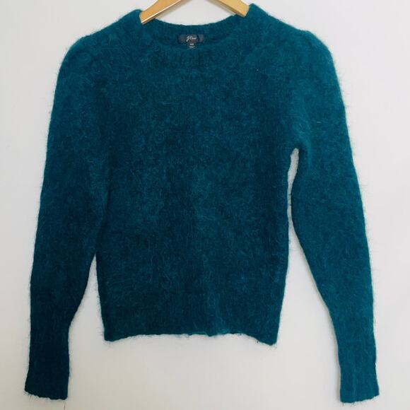 J.Crew Alpaca/Merino Blend Puff-Sleeve Fuzzy Crewneck Sweater - Women's Size XS - Picture 1 of 8